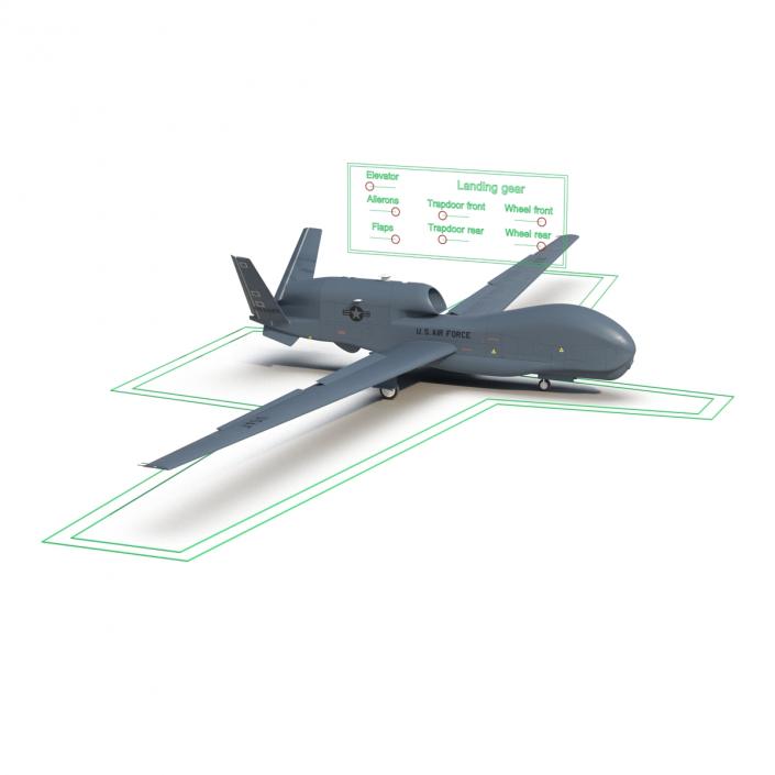 RQ-4 Global Hawk UAV Rigged 3D