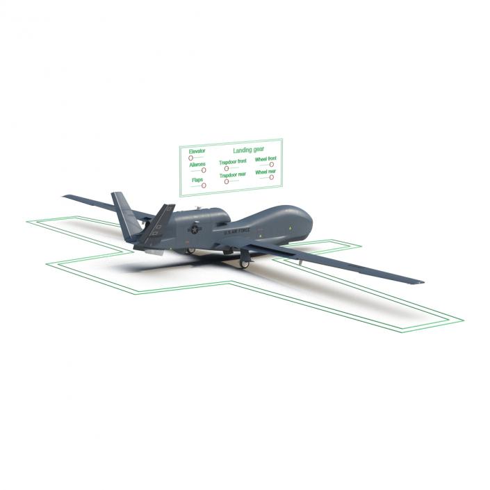 RQ-4 Global Hawk UAV Rigged 3D