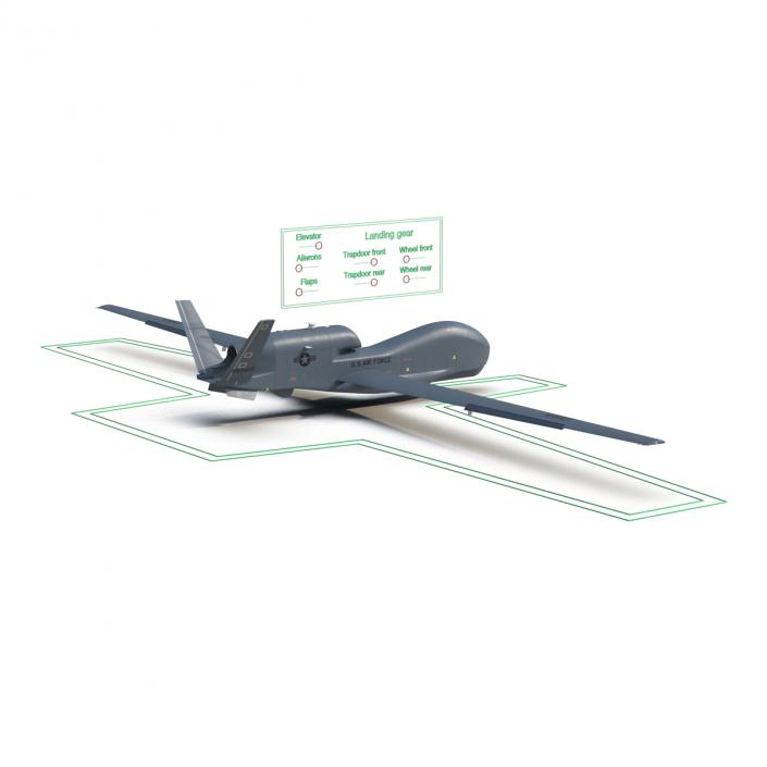 RQ-4 Global Hawk UAV Rigged 3D