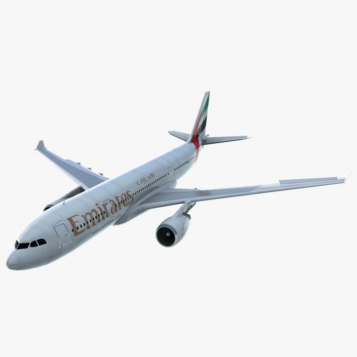 Jet Airliner Airbus A330-200 Emirates Rigged 3D model