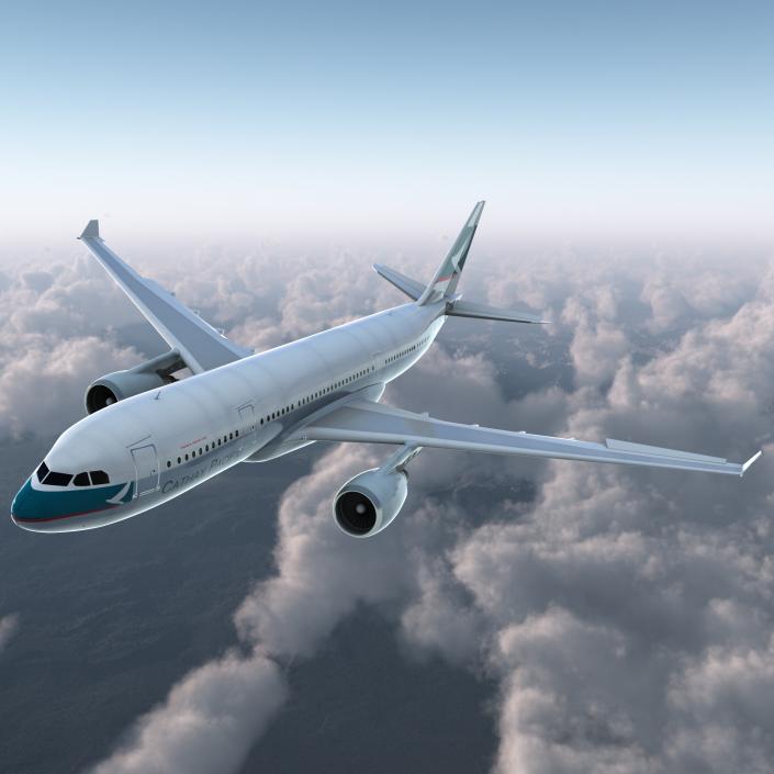 Jet Airliner Airbus A330-200 Cathay Pacfic Rigged 3D model