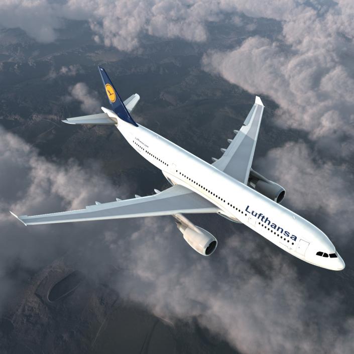 3D model Jet Airliner Airbus A330-200 Lufthansa Rigged