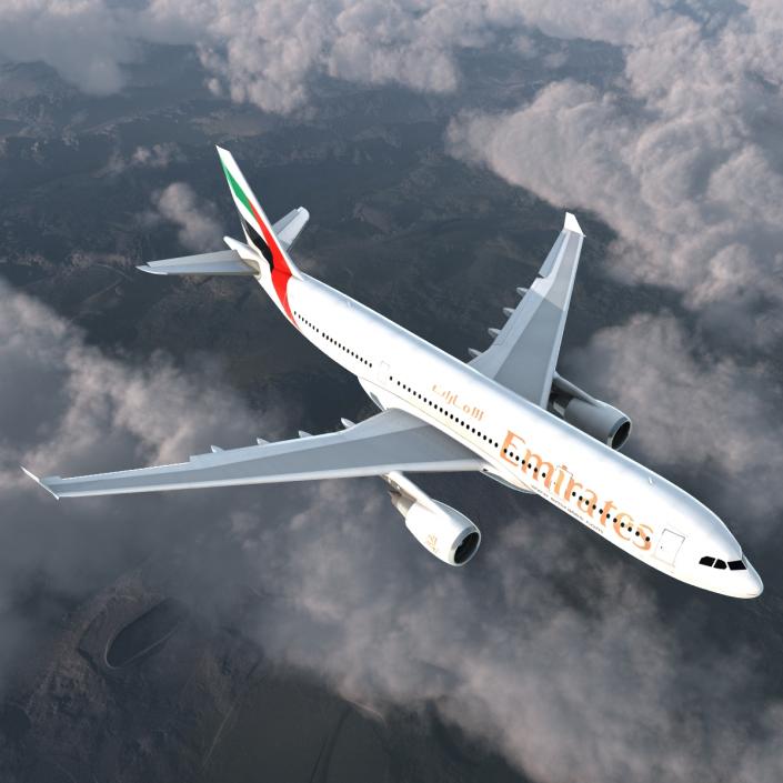 Jet Airliner Airbus A330-200 Emirates Rigged 3D model