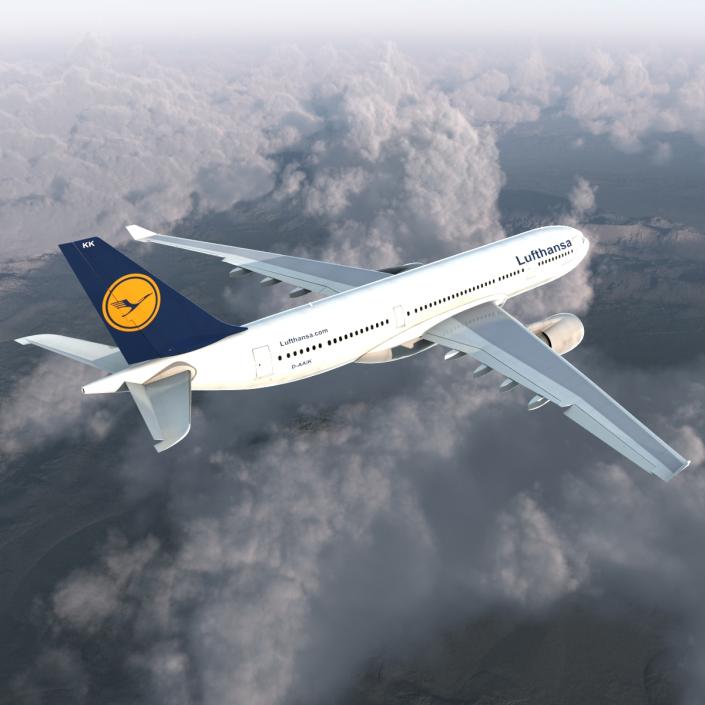 3D model Jet Airliner Airbus A330-200 Lufthansa Rigged