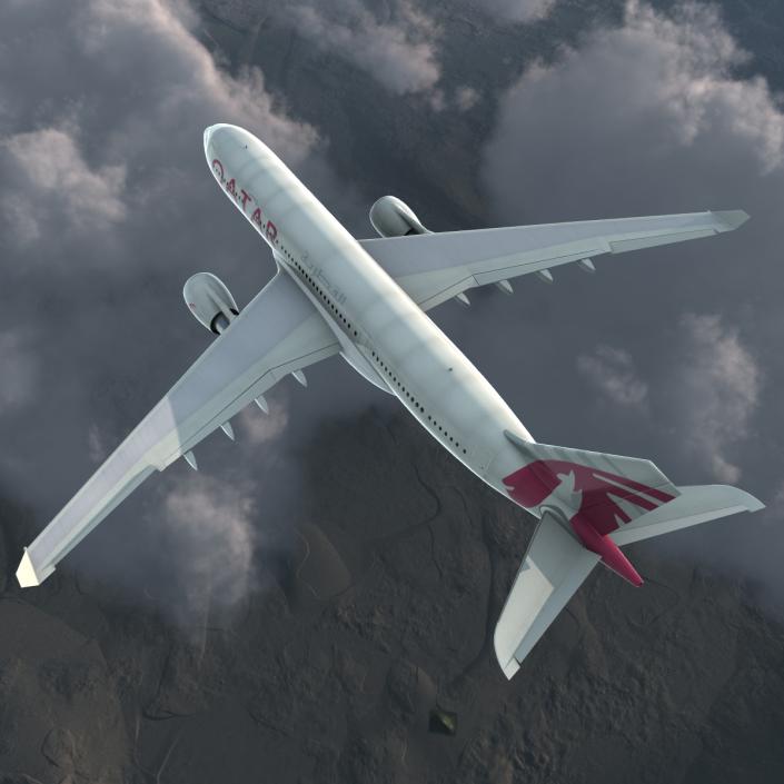 3D Jet Airliner Airbus A330-200 Qatar Rigged