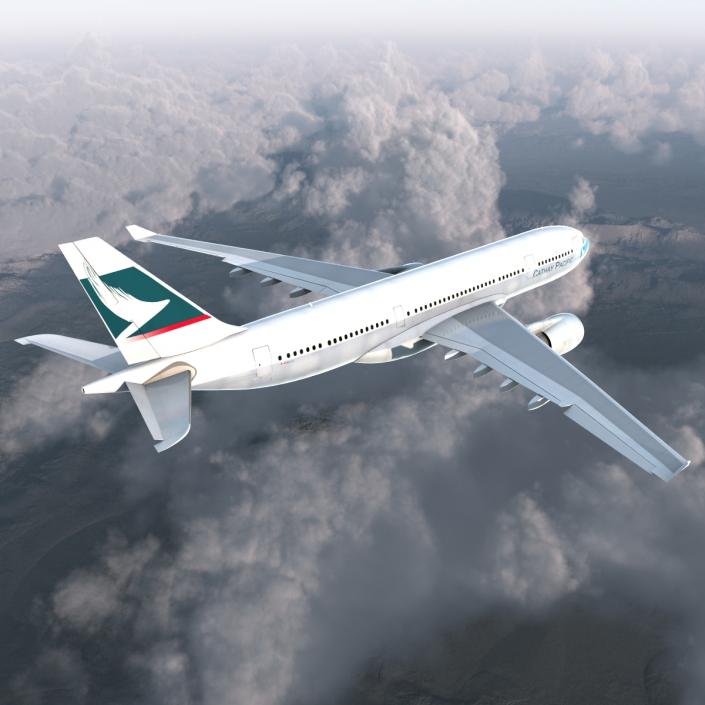 Jet Airliner Airbus A330-200 Cathay Pacfic Rigged 3D model