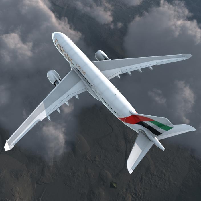 Jet Airliner Airbus A330-200 Emirates Rigged 3D model