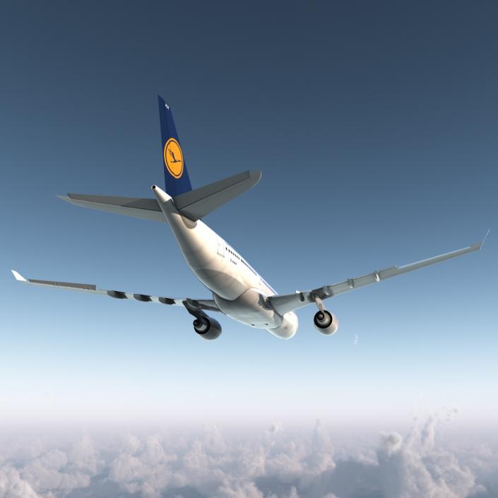 3D model Jet Airliner Airbus A330-200 Lufthansa Rigged