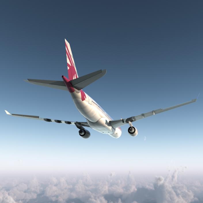 3D Jet Airliner Airbus A330-200 Qatar Rigged