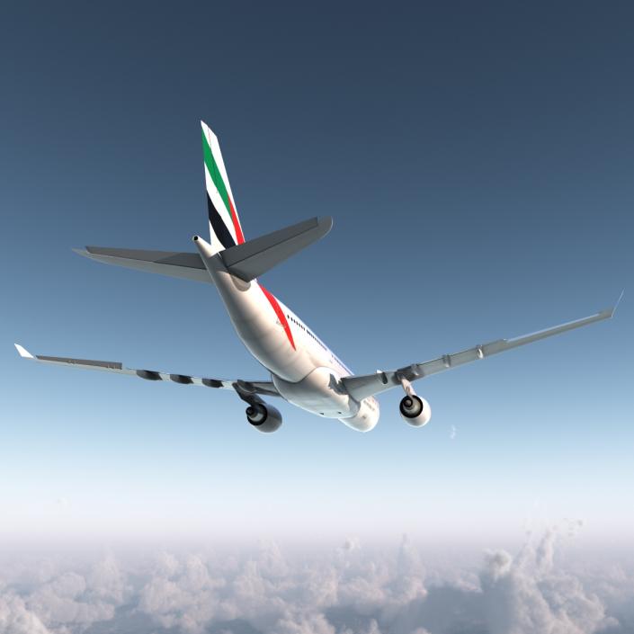 Jet Airliner Airbus A330-200 Emirates Rigged 3D model