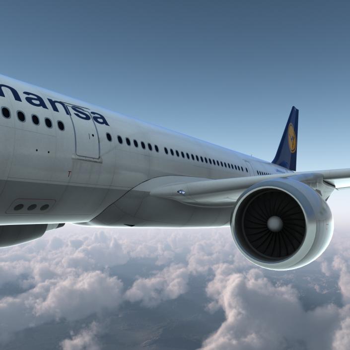 3D model Jet Airliner Airbus A330-200 Lufthansa Rigged