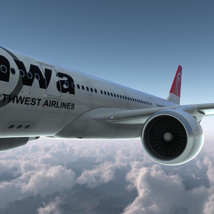 Jet Airliner Airbus A330-200 Northwest Airlines Rigged 3D model