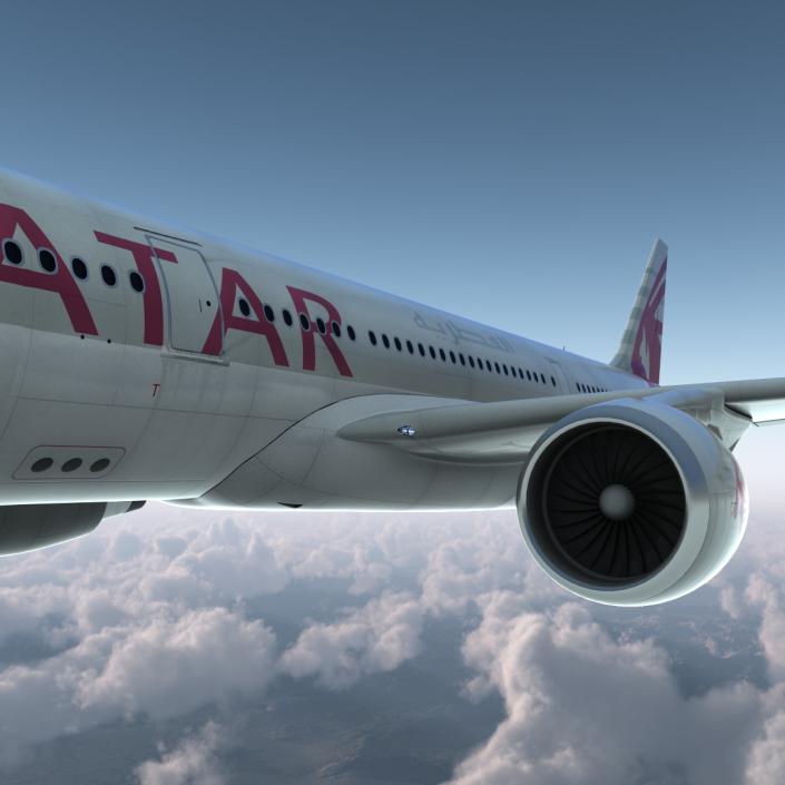 3D Jet Airliner Airbus A330-200 Qatar Rigged