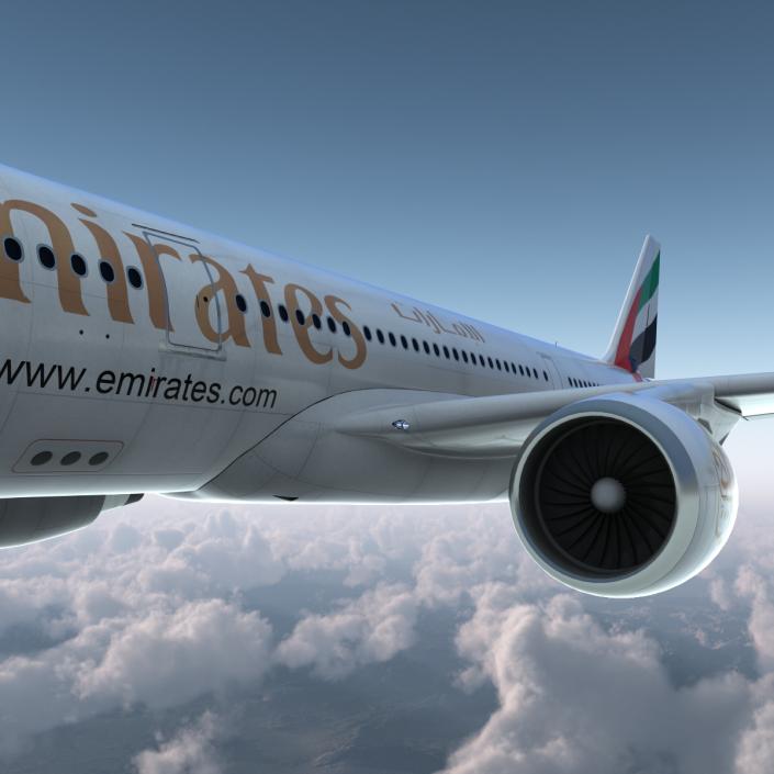 Jet Airliner Airbus A330-200 Emirates Rigged 3D model