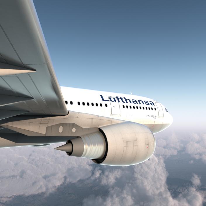 3D model Jet Airliner Airbus A330-200 Lufthansa Rigged