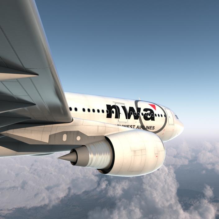 Jet Airliner Airbus A330-200 Northwest Airlines Rigged 3D model