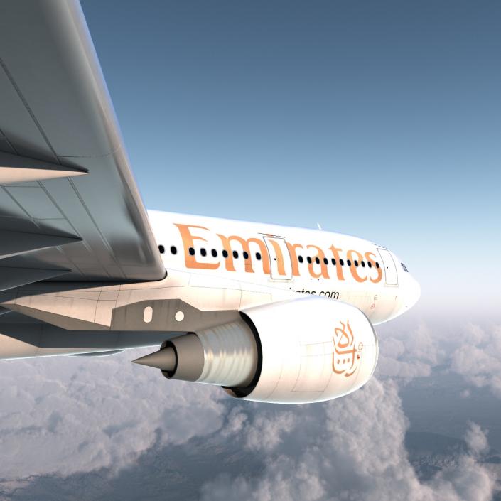 Jet Airliner Airbus A330-200 Emirates Rigged 3D model