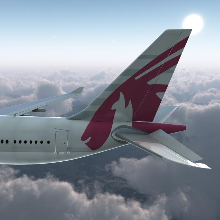 3D Jet Airliner Airbus A330-200 Qatar Rigged