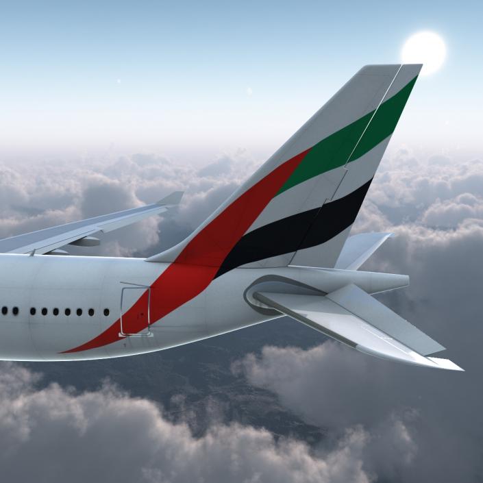 Jet Airliner Airbus A330-200 Emirates Rigged 3D model