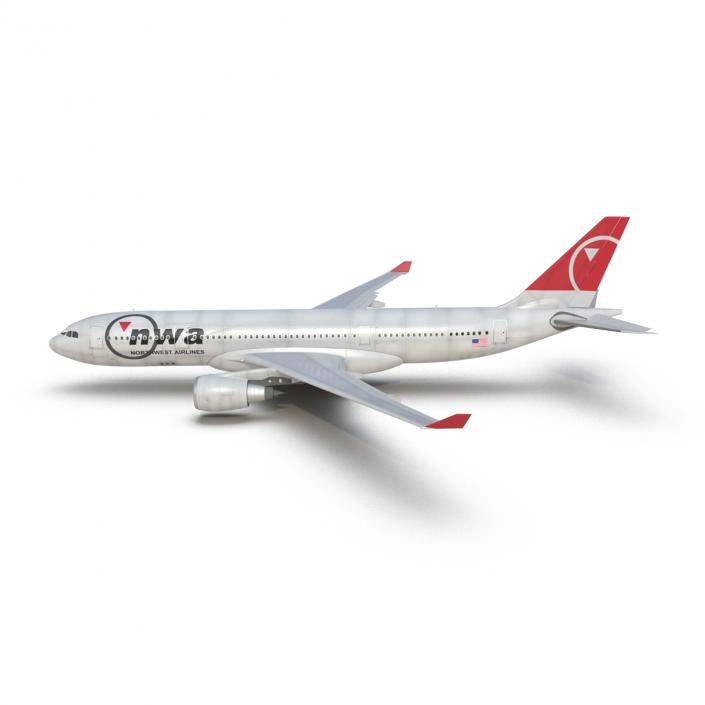 Jet Airliner Airbus A330-200 Northwest Airlines Rigged 3D model