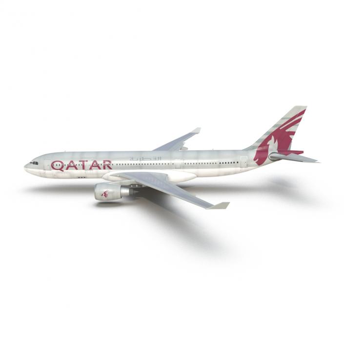 3D Jet Airliner Airbus A330-200 Qatar Rigged