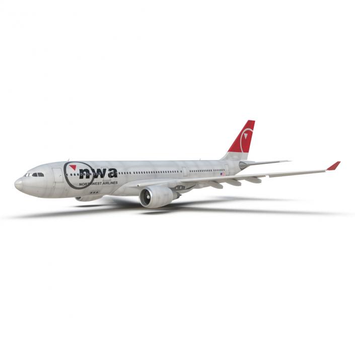 Jet Airliner Airbus A330-200 Northwest Airlines Rigged 3D model