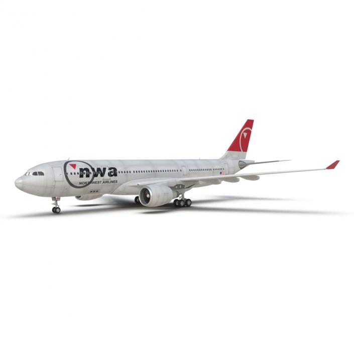 Jet Airliner Airbus A330-200 Northwest Airlines Rigged 3D model