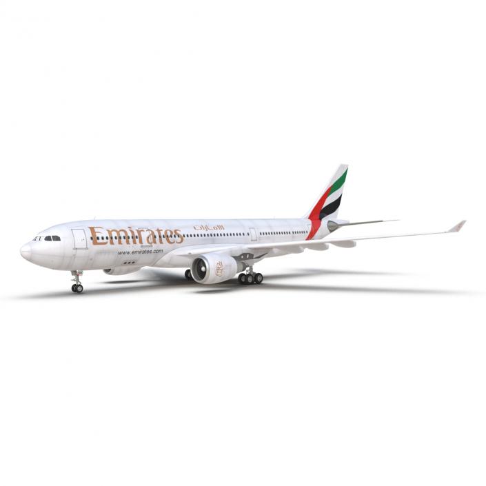 Jet Airliner Airbus A330-200 Emirates Rigged 3D model