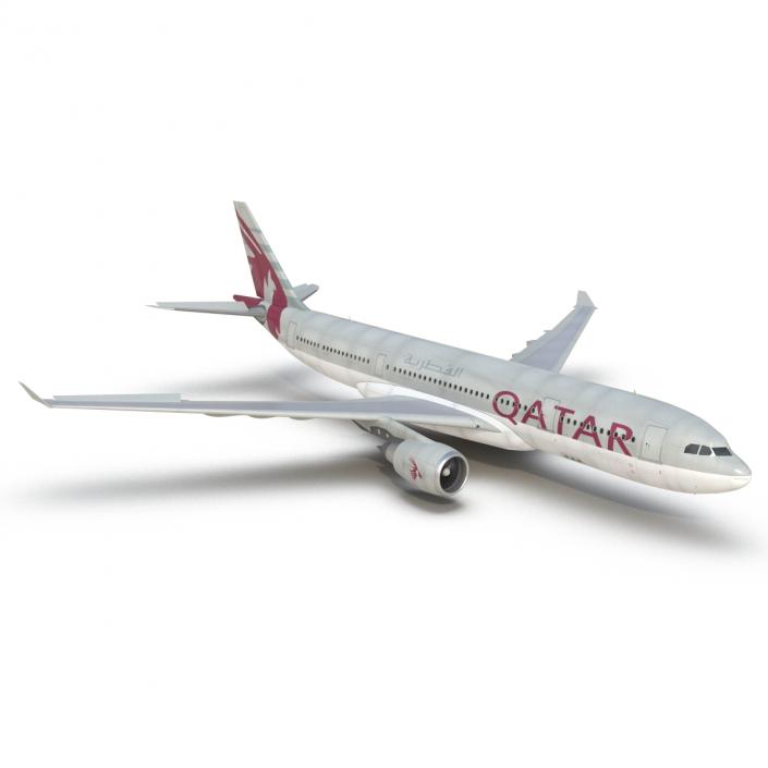 3D Jet Airliner Airbus A330-200 Qatar Rigged