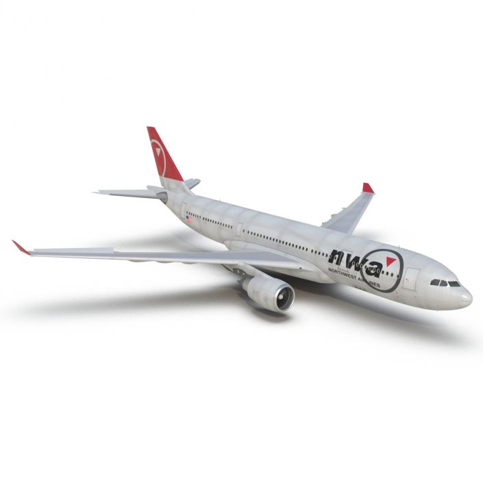 Jet Airliner Airbus A330-200 Northwest Airlines Rigged 3D model