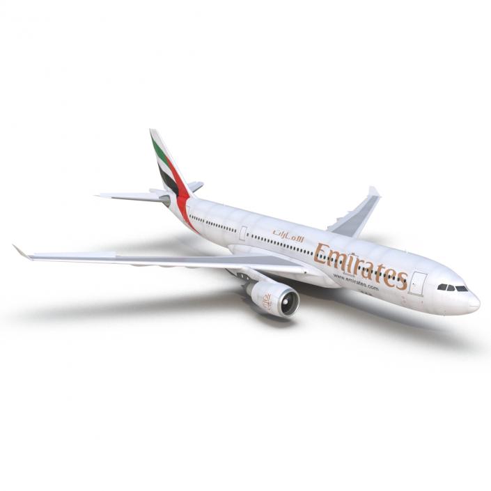 Jet Airliner Airbus A330-200 Emirates Rigged 3D model