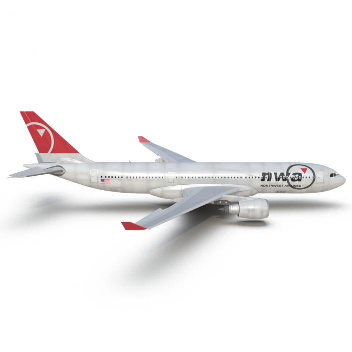 Jet Airliner Airbus A330-200 Northwest Airlines Rigged 3D model