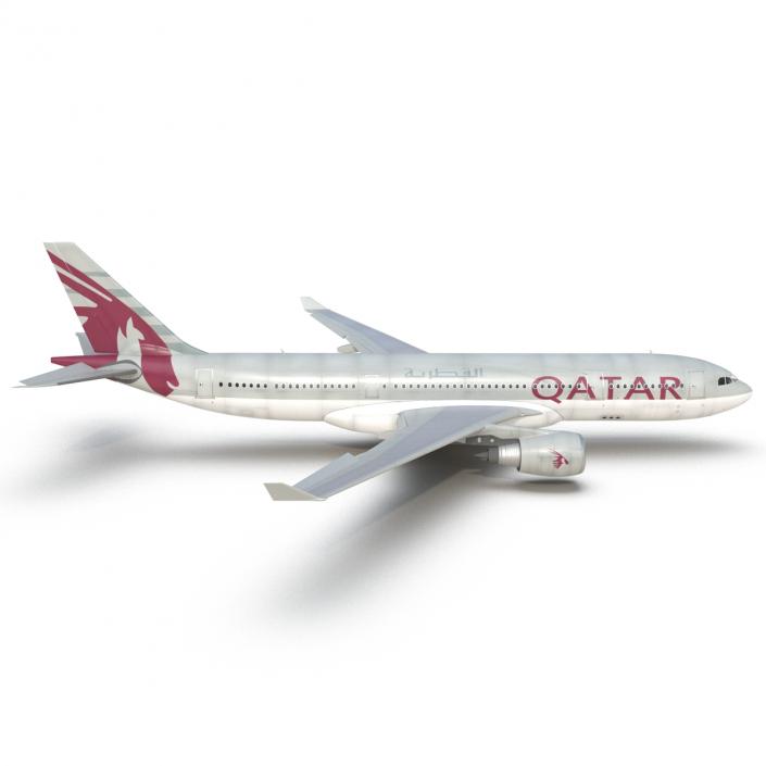 3D Jet Airliner Airbus A330-200 Qatar Rigged