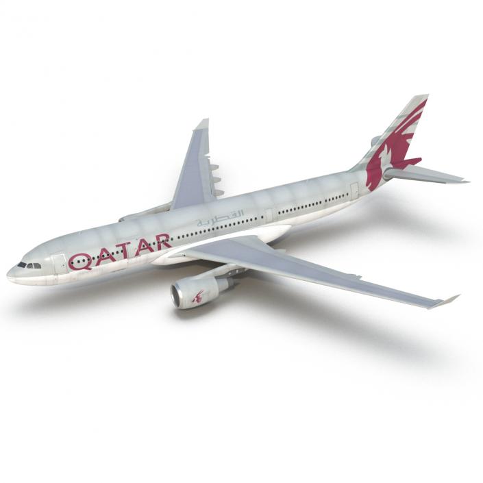 3D Jet Airliner Airbus A330-200 Qatar Rigged