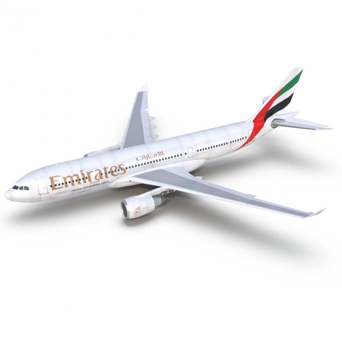 Jet Airliner Airbus A330-200 Emirates Rigged 3D model