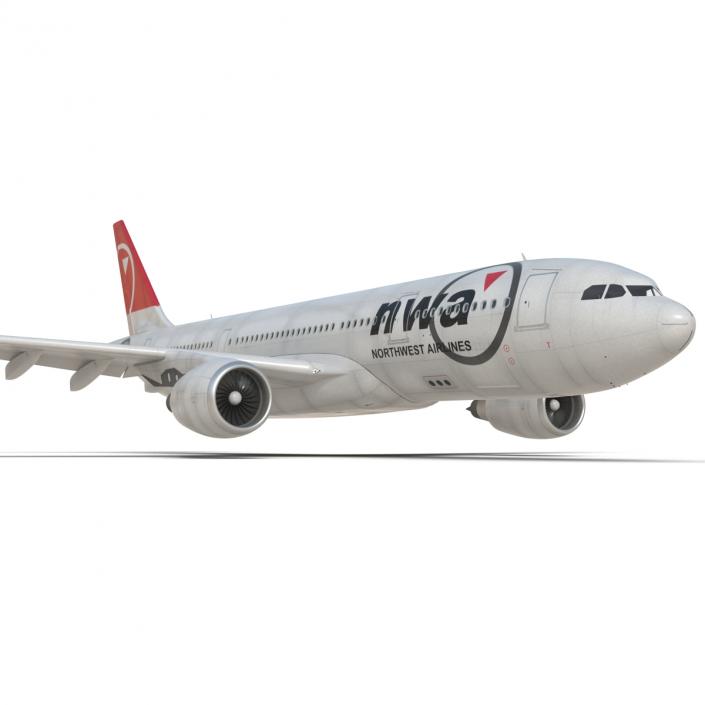 Jet Airliner Airbus A330-200 Northwest Airlines Rigged 3D model