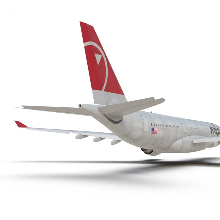 Jet Airliner Airbus A330-200 Northwest Airlines Rigged 3D model