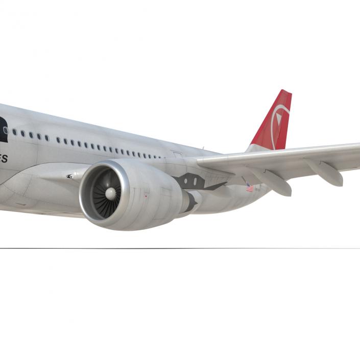 Jet Airliner Airbus A330-200 Northwest Airlines Rigged 3D model