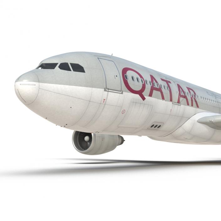 3D Jet Airliner Airbus A330-200 Qatar Rigged