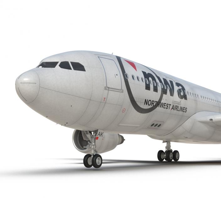 Jet Airliner Airbus A330-200 Northwest Airlines Rigged 3D model