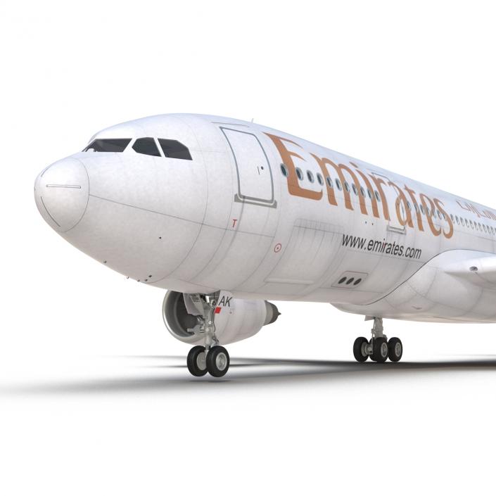 Jet Airliner Airbus A330-200 Emirates Rigged 3D model