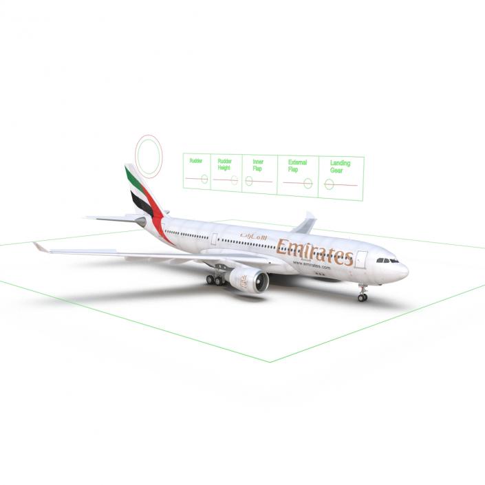 Jet Airliner Airbus A330-200 Emirates Rigged 3D model