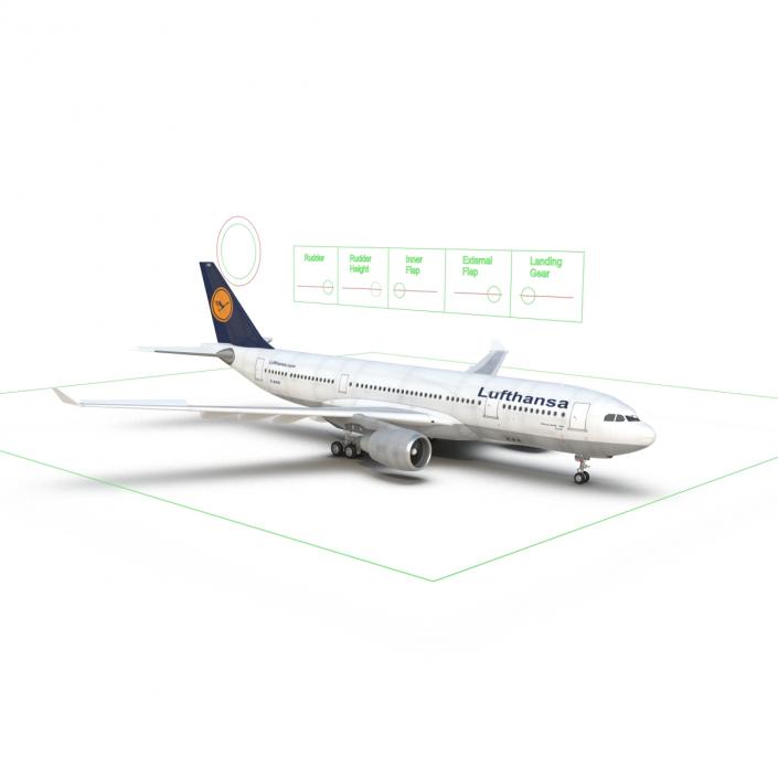 3D model Jet Airliner Airbus A330-200 Lufthansa Rigged