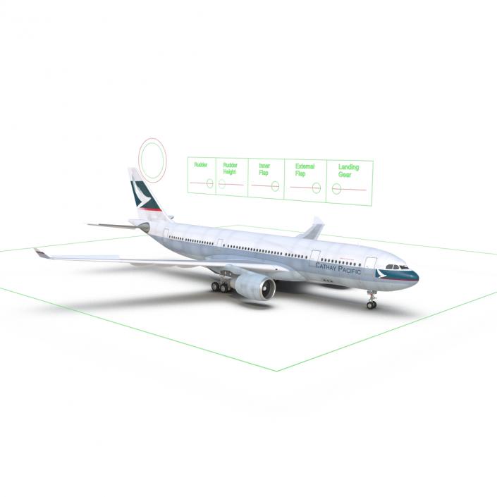 Jet Airliner Airbus A330-200 Cathay Pacfic Rigged 3D model