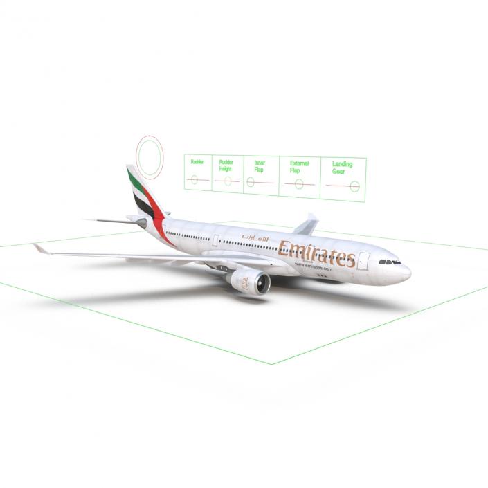 Jet Airliner Airbus A330-200 Emirates Rigged 3D model