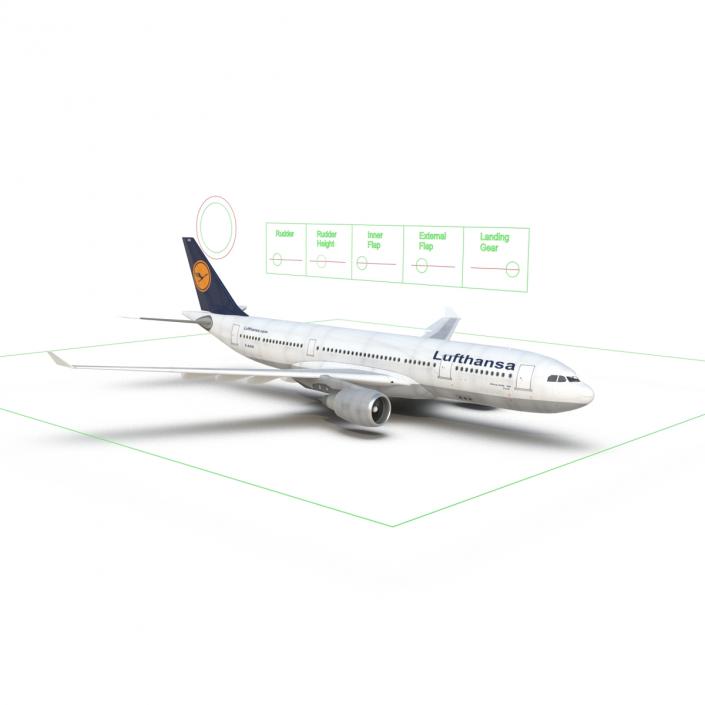 3D model Jet Airliner Airbus A330-200 Lufthansa Rigged