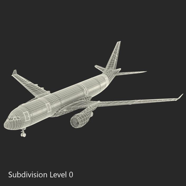 Jet Airliner Airbus A330-200 Emirates Rigged 3D model