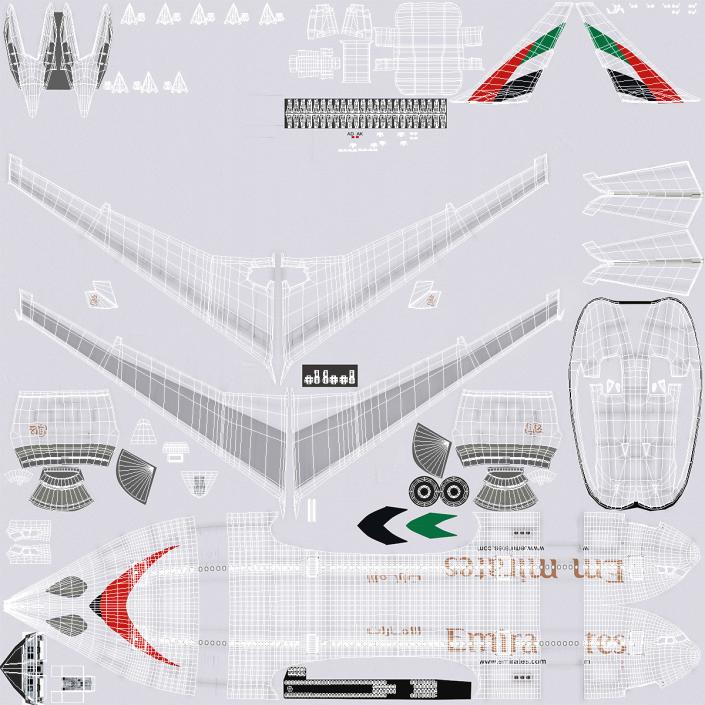 Jet Airliner Airbus A330-200 Emirates Rigged 3D model