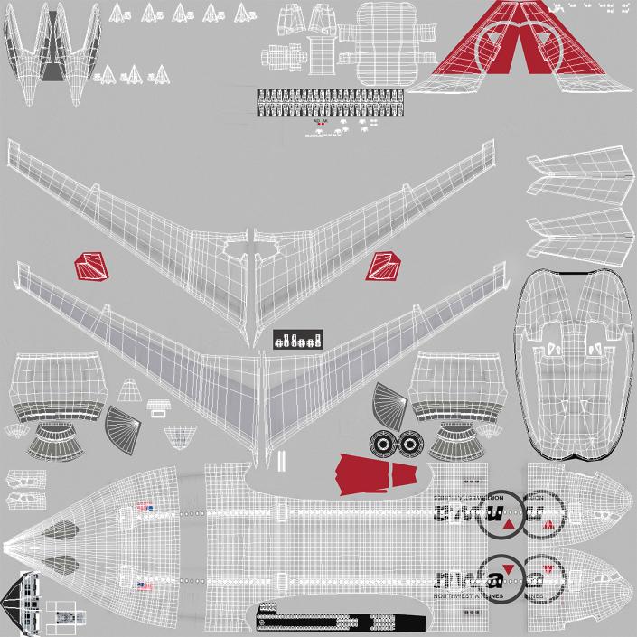 Jet Airliner Airbus A330-200 Northwest Airlines Rigged 3D model