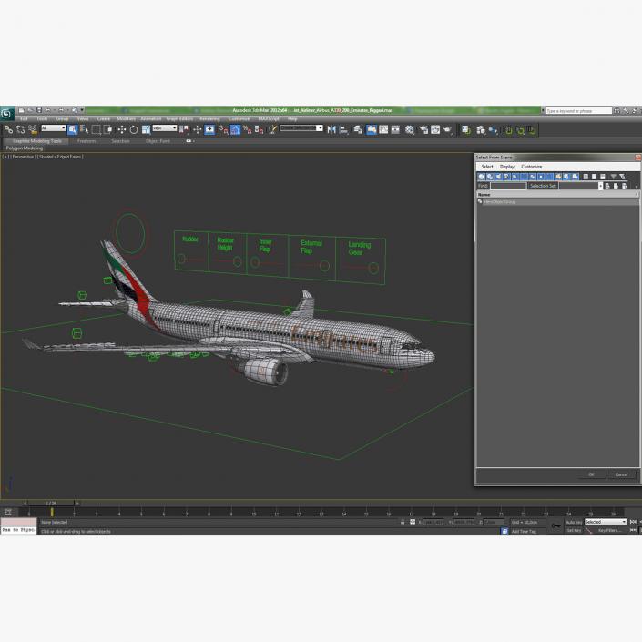 Jet Airliner Airbus A330-200 Emirates Rigged 3D model